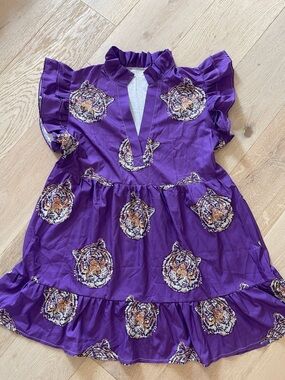 Source Unknown Purple Tiger-Print Midi Dress